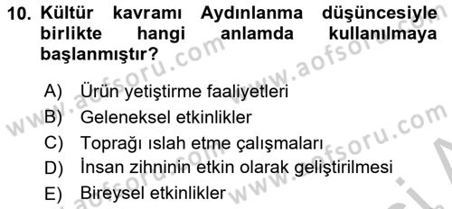 Sosyal Bilimlerde Temel Kavramlar Dersi 2018 - 2019 Yılı Yaz Okulu Sınav Soruları 10. Soru
