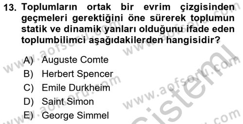 Sosyal Bilimlerde Temel Kavramlar Dersi 2018 - 2019 Yılı Yaz Okulu Sınav Soruları 13. Soru