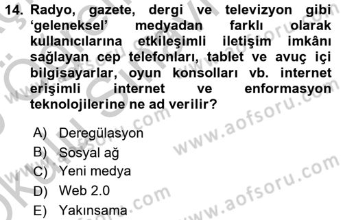Sosyal Bilimlerde Temel Kavramlar Dersi 2018 - 2019 Yılı Yaz Okulu Sınav Soruları 14. Soru