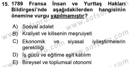 Sosyal Bilimlerde Temel Kavramlar Dersi 2018 - 2019 Yılı Yaz Okulu Sınav Soruları 15. Soru