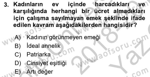 Sosyal Bilimlerde Temel Kavramlar Dersi 2018 - 2019 Yılı Yaz Okulu Sınav Soruları 3. Soru