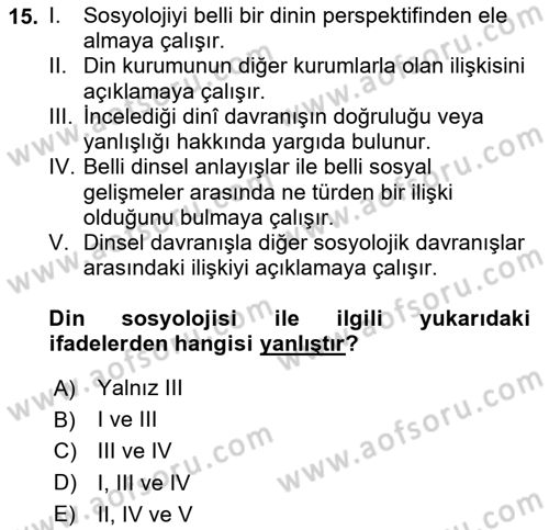 Sosyal Bilimlerde Temel Kavramlar Dersi 2019 - 2020 Yılı (Vize) Ara Sınav Soruları 15. Soru