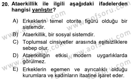 Sosyal Bilimlerde Temel Kavramlar Dersi 2019 - 2020 Yılı (Vize) Ara Sınav Soruları 20. Soru