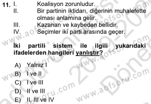 Sosyal Bilimlerde Temel Kavramlar Dersi 2019 - 2020 Yılı (Final) Dönem Sonu Sınav Soruları 11. Soru