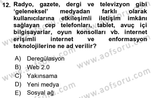Sosyal Bilimlerde Temel Kavramlar Dersi 2019 - 2020 Yılı (Final) Dönem Sonu Sınav Soruları 12. Soru