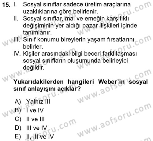 Sosyal Bilimlerde Temel Kavramlar Dersi 2019 - 2020 Yılı (Final) Dönem Sonu Sınav Soruları 15. Soru