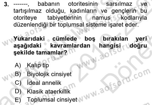 Sosyal Bilimlerde Temel Kavramlar Dersi 2019 - 2020 Yılı (Final) Dönem Sonu Sınav Soruları 3. Soru