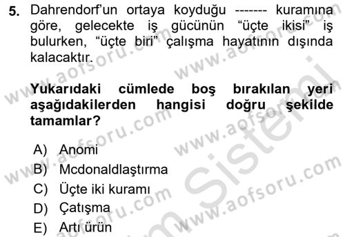 Sosyal Bilimlerde Temel Kavramlar Dersi 2019 - 2020 Yılı (Final) Dönem Sonu Sınav Soruları 5. Soru