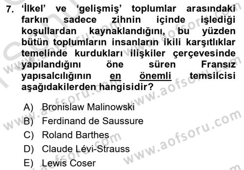 Sosyal Bilimlerde Temel Kavramlar Dersi 2019 - 2020 Yılı (Final) Dönem Sonu Sınav Soruları 7. Soru