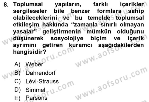 Sosyal Bilimlerde Temel Kavramlar Dersi 2019 - 2020 Yılı (Final) Dönem Sonu Sınav Soruları 8. Soru