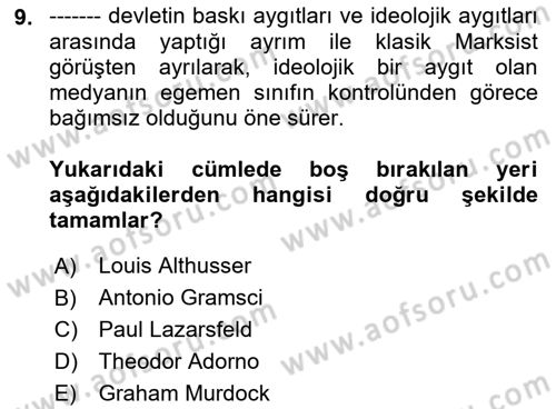 Sosyal Bilimlerde Temel Kavramlar Dersi 2019 - 2020 Yılı (Final) Dönem Sonu Sınav Soruları 9. Soru