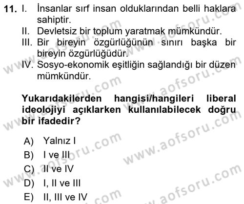 Sosyal Bilimlerde Temel Kavramlar Dersi 2020 - 2021 Yılı Yaz Okulu Sınav Soruları 11. Soru