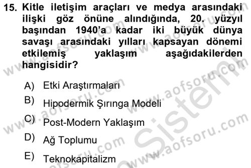 Sosyal Bilimlerde Temel Kavramlar Dersi 2020 - 2021 Yılı Yaz Okulu Sınav Soruları 15. Soru