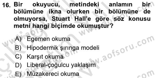 Sosyal Bilimlerde Temel Kavramlar Dersi 2020 - 2021 Yılı Yaz Okulu Sınav Soruları 16. Soru