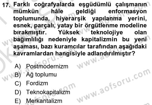 Sosyal Bilimlerde Temel Kavramlar Dersi 2020 - 2021 Yılı Yaz Okulu Sınav Soruları 17. Soru