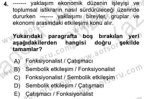 Sosyal Bilimlerde Temel Kavramlar Dersi 2020 - 2021 Yılı Yaz Okulu Sınav Soruları 4. Soru