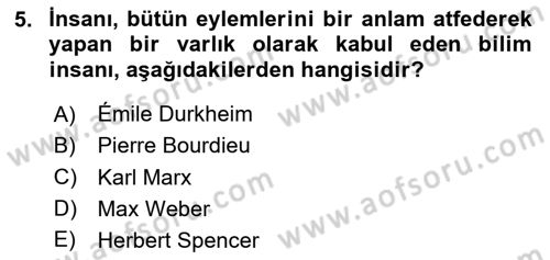Sosyal Bilimlerde Temel Kavramlar Dersi 2020 - 2021 Yılı Yaz Okulu Sınav Soruları 5. Soru