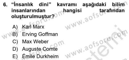 Sosyal Bilimlerde Temel Kavramlar Dersi 2020 - 2021 Yılı Yaz Okulu Sınav Soruları 6. Soru
