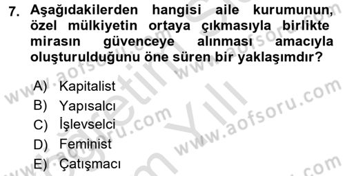 Sosyal Bilimlerde Temel Kavramlar Dersi 2020 - 2021 Yılı Yaz Okulu Sınav Soruları 7. Soru