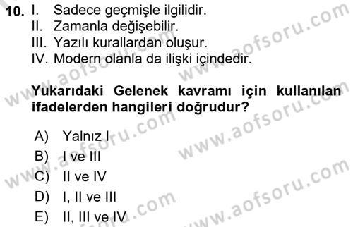 Sosyal Bilimlerde Temel Kavramlar Dersi 2021 - 2022 Yılı (Vize) Ara Sınav Soruları 10. Soru