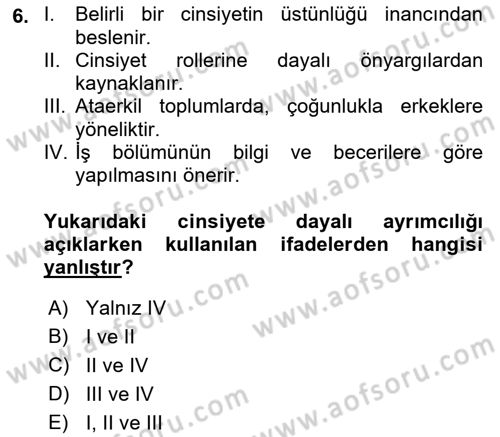 Sosyal Bilimlerde Temel Kavramlar Dersi Ara Sınavı Deneme Sınav Soruları 6. Soru