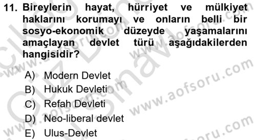 Sosyal Bilimlerde Temel Kavramlar Dersi 2021 - 2022 Yılı (Final) Dönem Sonu Sınav Soruları 11. Soru