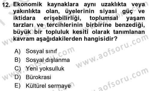 Sosyal Bilimlerde Temel Kavramlar Dersi 2021 - 2022 Yılı (Final) Dönem Sonu Sınav Soruları 12. Soru