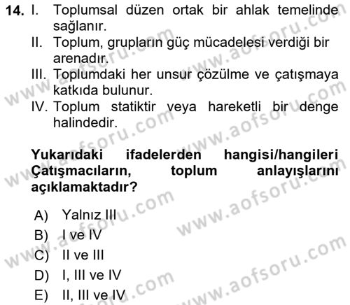 Sosyal Bilimlerde Temel Kavramlar Dersi 2021 - 2022 Yılı (Final) Dönem Sonu Sınav Soruları 14. Soru