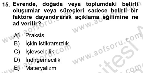 Sosyal Bilimlerde Temel Kavramlar Dersi 2021 - 2022 Yılı (Final) Dönem Sonu Sınav Soruları 15. Soru