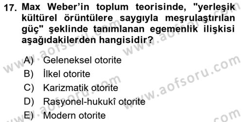Sosyal Bilimlerde Temel Kavramlar Dersi 2021 - 2022 Yılı (Final) Dönem Sonu Sınav Soruları 17. Soru