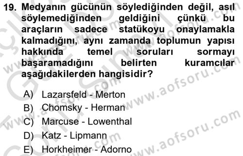 Sosyal Bilimlerde Temel Kavramlar Dersi 2021 - 2022 Yılı (Final) Dönem Sonu Sınav Soruları 19. Soru