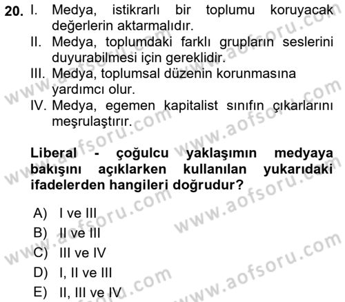 Sosyal Bilimlerde Temel Kavramlar Dersi 2021 - 2022 Yılı (Final) Dönem Sonu Sınav Soruları 20. Soru