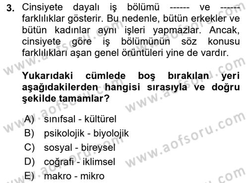 Sosyal Bilimlerde Temel Kavramlar Dersi 2021 - 2022 Yılı (Final) Dönem Sonu Sınav Soruları 3. Soru