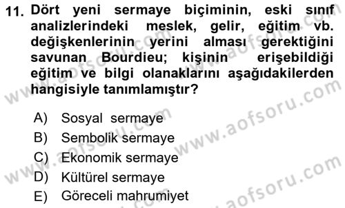 Sosyal Bilimlerde Temel Kavramlar Dersi 2021 - 2022 Yılı Yaz Okulu Sınav Soruları 11. Soru