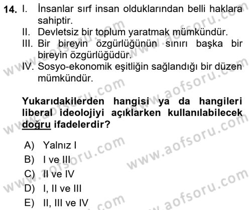Sosyal Bilimlerde Temel Kavramlar Dersi 2021 - 2022 Yılı Yaz Okulu Sınav Soruları 14. Soru