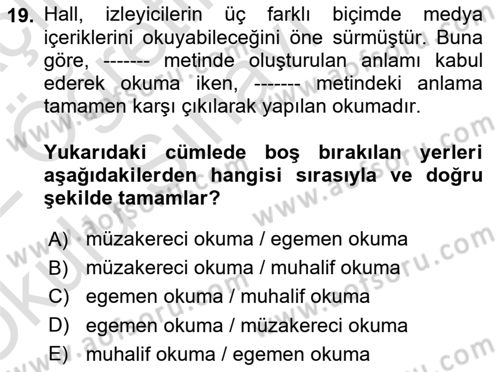 Sosyal Bilimlerde Temel Kavramlar Dersi 2021 - 2022 Yılı Yaz Okulu Sınav Soruları 19. Soru