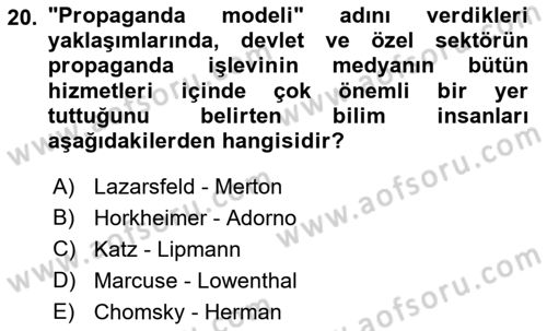 Sosyal Bilimlerde Temel Kavramlar Dersi 2021 - 2022 Yılı Yaz Okulu Sınav Soruları 20. Soru