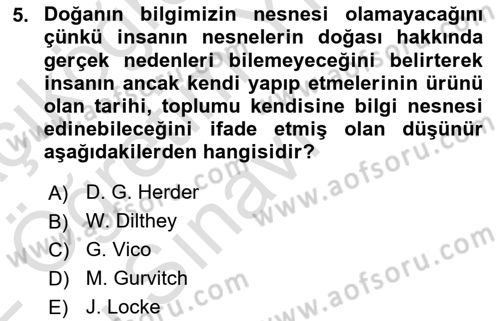 Sosyal Bilimlerde Temel Kavramlar Dersi 2021 - 2022 Yılı Yaz Okulu Sınav Soruları 5. Soru