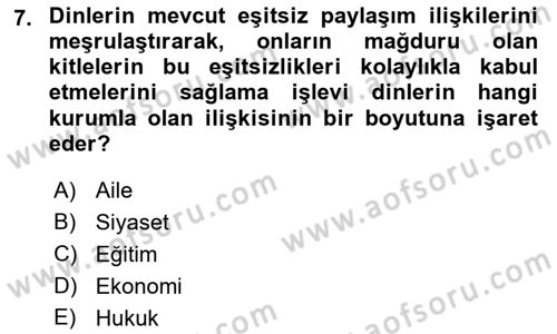 Sosyal Bilimlerde Temel Kavramlar Dersi 2021 - 2022 Yılı Yaz Okulu Sınav Soruları 7. Soru