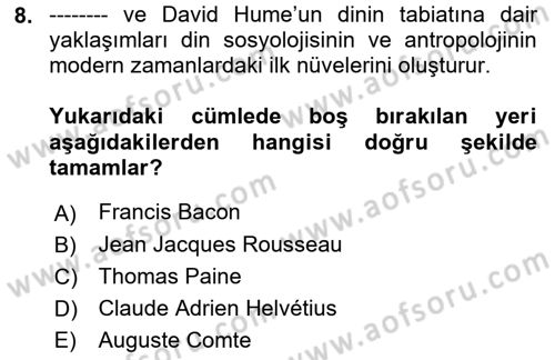 Sosyal Bilimlerde Temel Kavramlar Dersi 2021 - 2022 Yılı Yaz Okulu Sınav Soruları 8. Soru