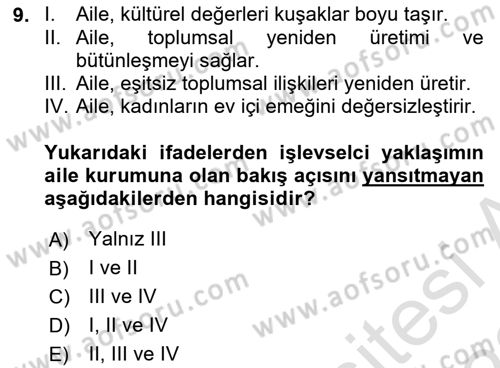Sosyal Bilimlerde Temel Kavramlar Dersi 2021 - 2022 Yılı Yaz Okulu Sınav Soruları 9. Soru