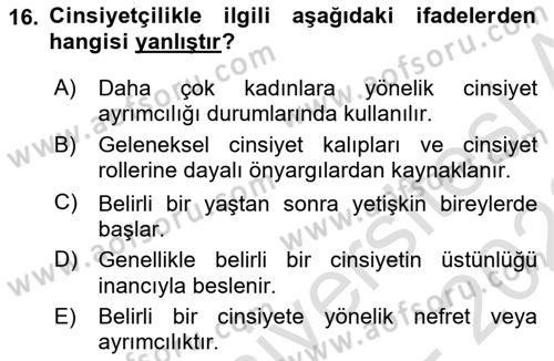 Sosyal Bilimlerde Temel Kavramlar Dersi Ara Sınavı Deneme Sınav Soruları 16. Soru