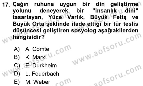 Sosyal Bilimlerde Temel Kavramlar Dersi 2022 - 2023 Yılı (Vize) Ara Sınav Soruları 17. Soru