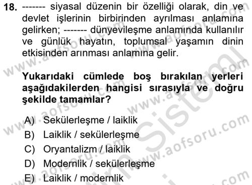 Sosyal Bilimlerde Temel Kavramlar Dersi Ara Sınavı Deneme Sınav Soruları 18. Soru