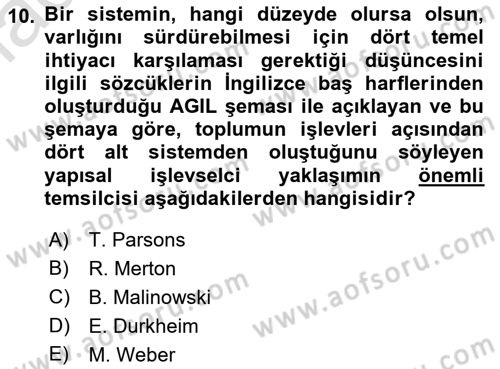 Sosyal Bilimlerde Temel Kavramlar Dersi 2022 - 2023 Yılı (Final) Dönem Sonu Sınav Soruları 10. Soru