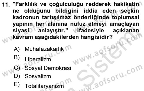 Sosyal Bilimlerde Temel Kavramlar Dersi 2022 - 2023 Yılı (Final) Dönem Sonu Sınav Soruları 11. Soru