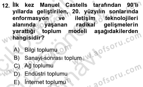 Sosyal Bilimlerde Temel Kavramlar Dersi 2022 - 2023 Yılı (Final) Dönem Sonu Sınav Soruları 12. Soru