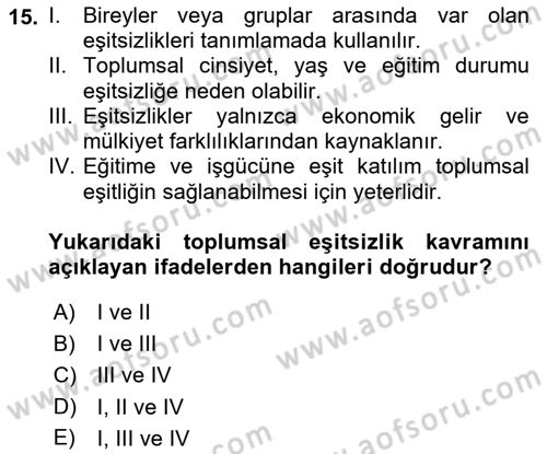Sosyal Bilimlerde Temel Kavramlar Dersi 2022 - 2023 Yılı (Final) Dönem Sonu Sınav Soruları 15. Soru