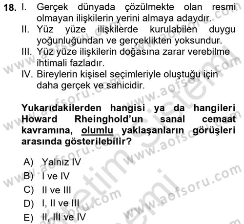 Sosyal Bilimlerde Temel Kavramlar Dersi 2022 - 2023 Yılı (Final) Dönem Sonu Sınav Soruları 18. Soru