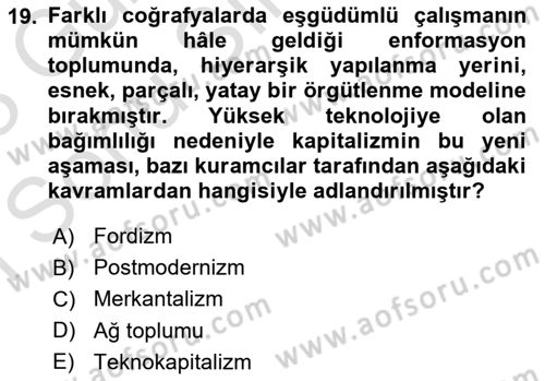 Sosyal Bilimlerde Temel Kavramlar Dersi 2022 - 2023 Yılı (Final) Dönem Sonu Sınav Soruları 19. Soru